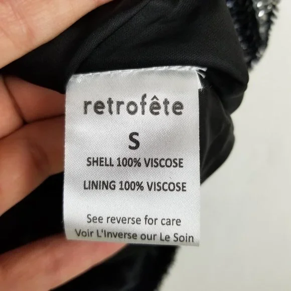 ✨ NWT Retrofête Emani Long Sleeve Sequin Mini Dress - Black/Silver (Size S) - Picture 4 of 15